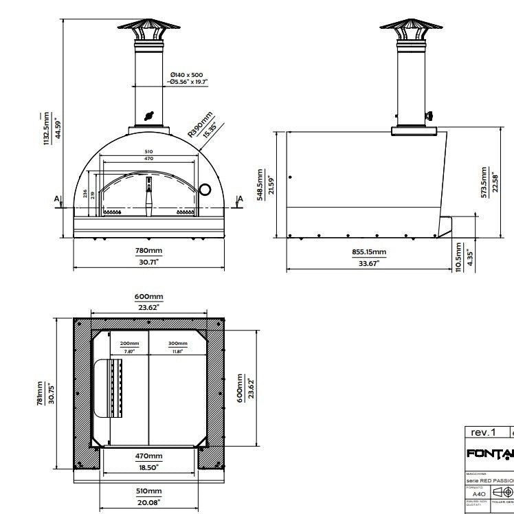 Fontana Margherita Gas Pizza Oven with Trolley