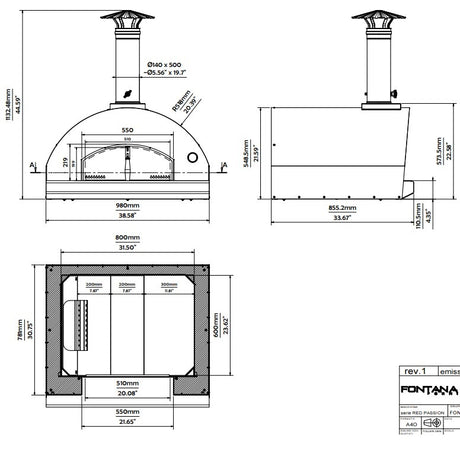 Fontana Mangiafuoco Build in Gas Pizza Oven