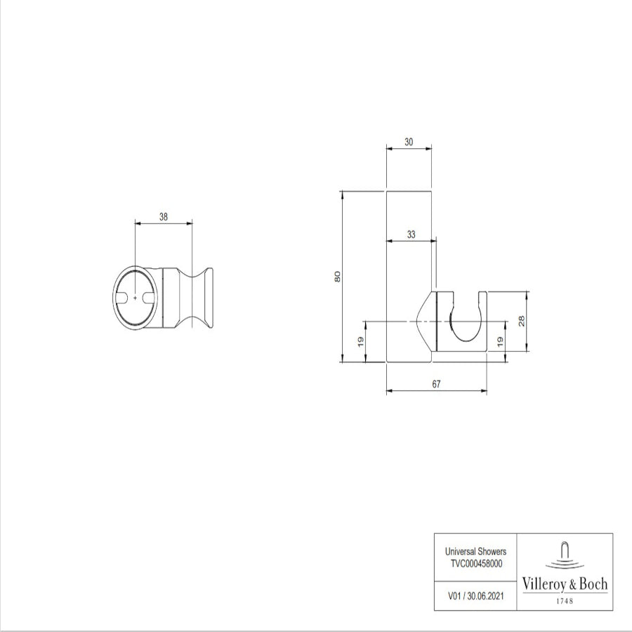 Villeroy & Boch Universal Hand Shower Holder - Round - Available In Various Colours