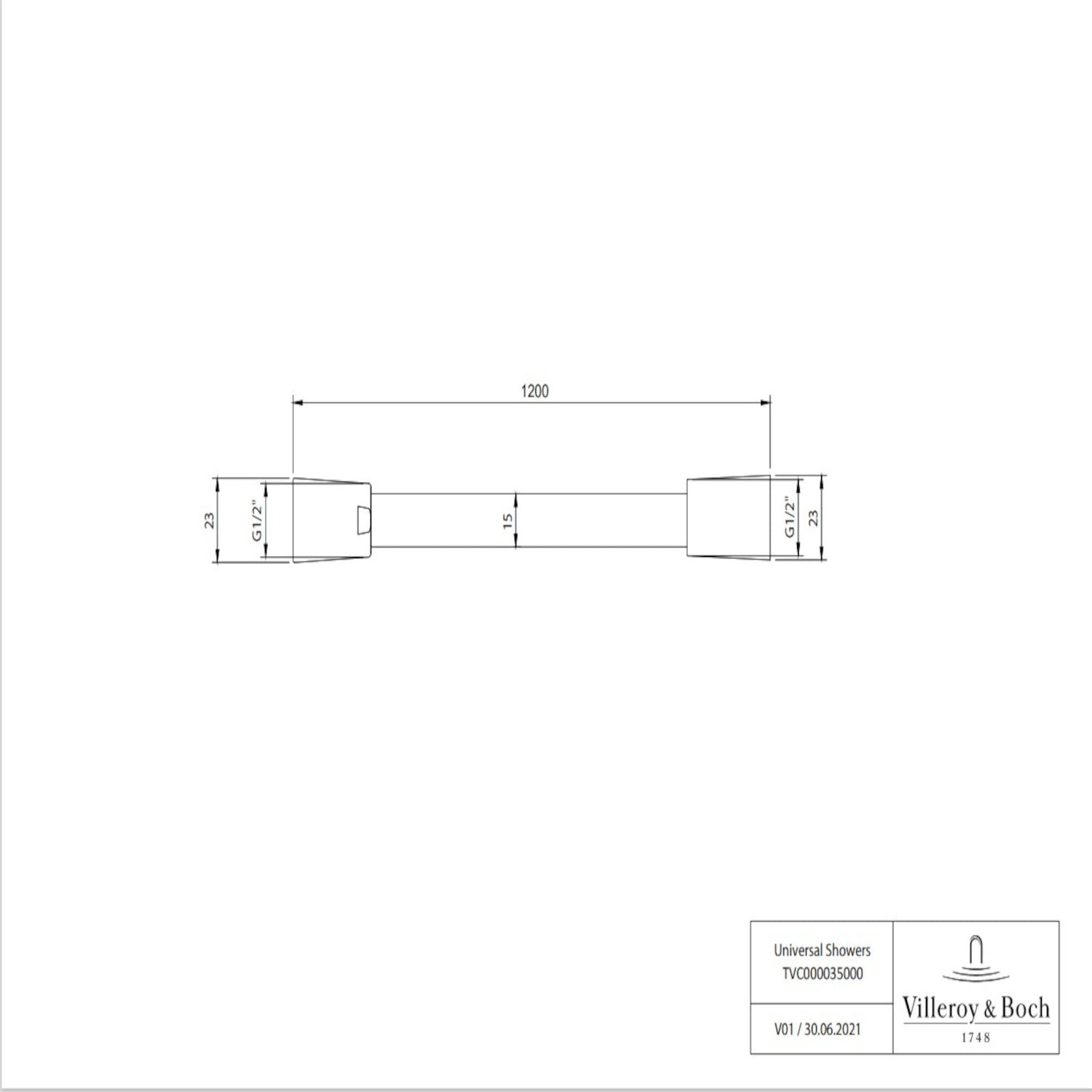 Villeroy & Boch Universal Shower Hose - 1200 mm