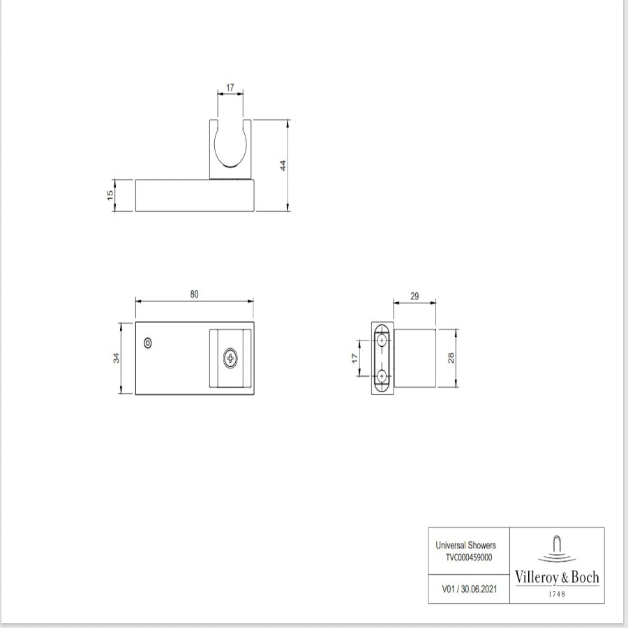 Villeroy & Boch Universal Hand Shower Holder - Square