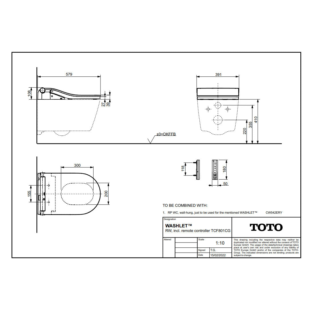 TOTO RW Washlet Smart Shower Floor Standing Toilet Bundle