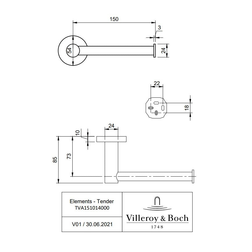 Villeroy & Boch Elements Tender Toilet Roll Holder - Available In Various Colours