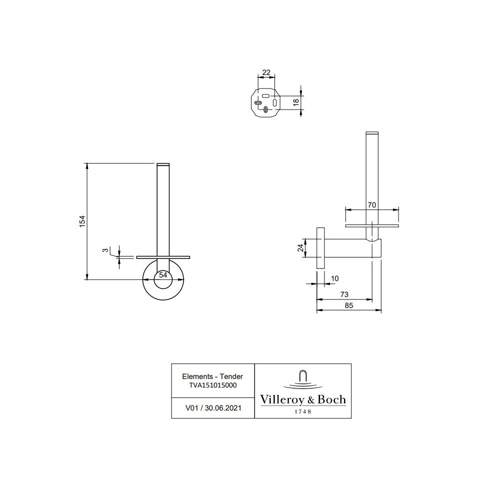 Villeroy & Boch Elements Tender Spare Toilet Roll Holder - Available In Various Colours