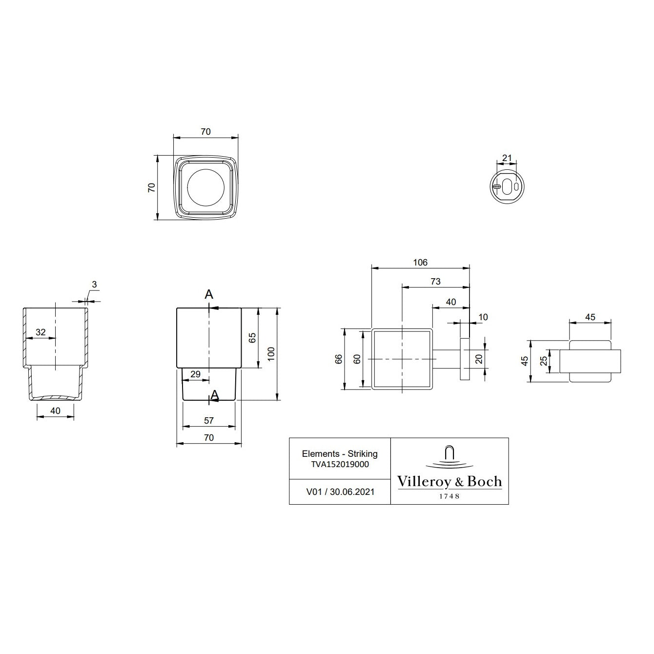 Villeroy & Boch Elements Striking Tumbler Holder Wall Mounted - Available In Various Colours
