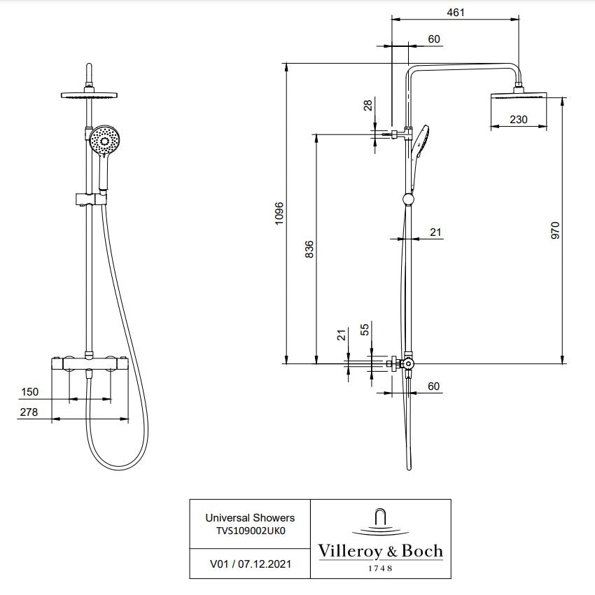 Villeroy & Boch Universal Shower System - Chrome