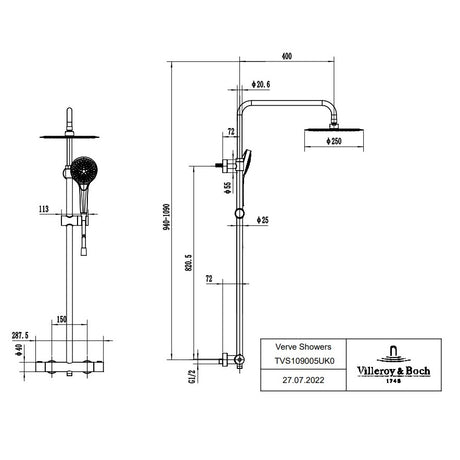 Villeroy & Boch Verve Shower System - Available in Various Colours
