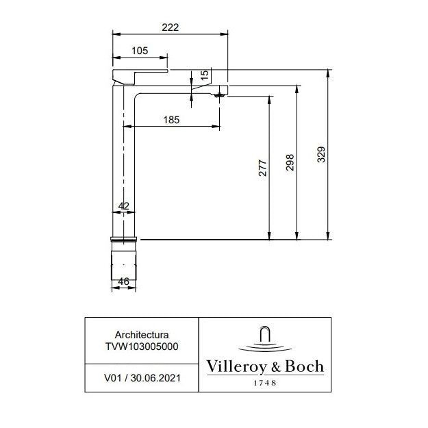 Villeroy & Boch Architectura Tall Single-Lever Basin Mixer