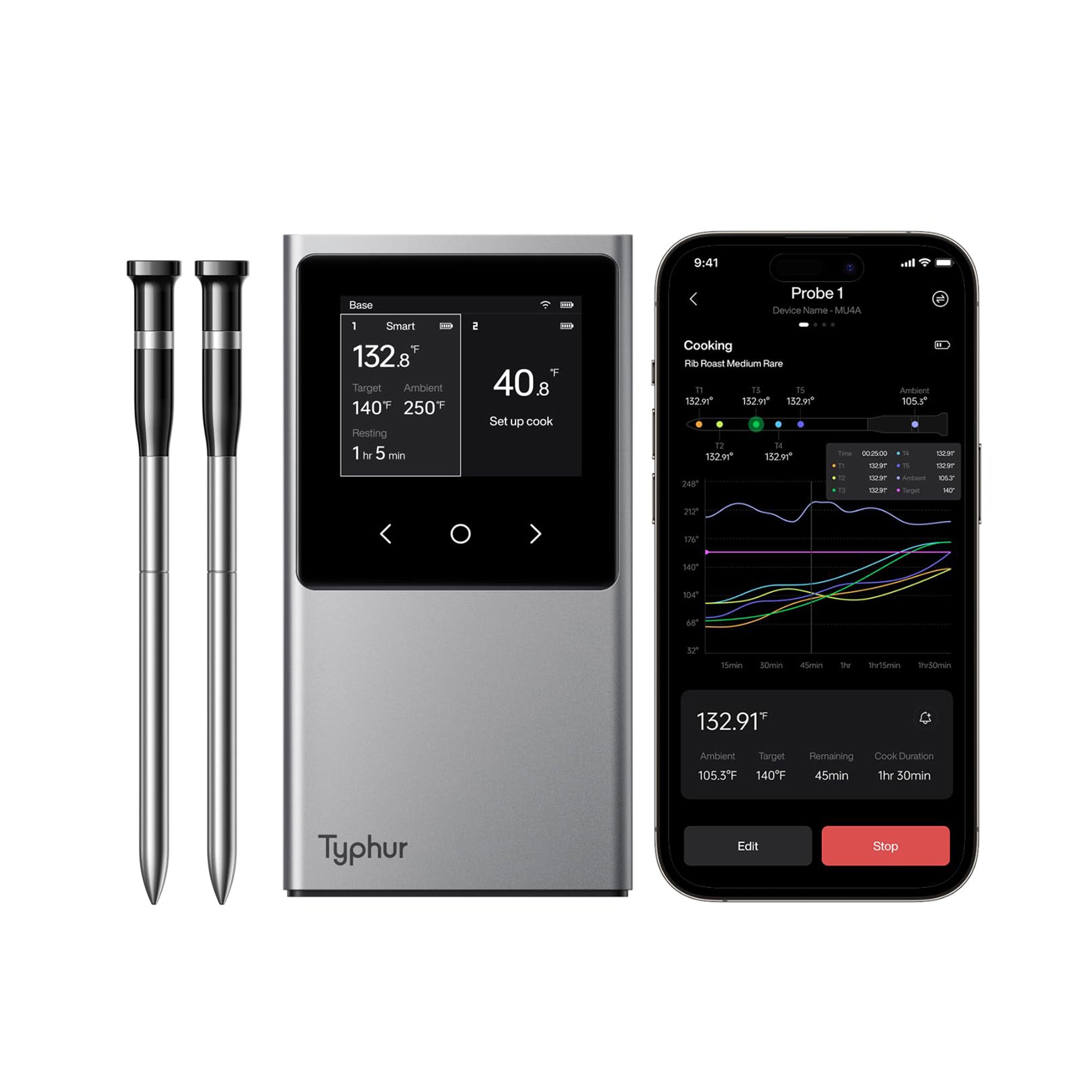 Typhur Sync Dual Wireless Thermometer with 2 Probes