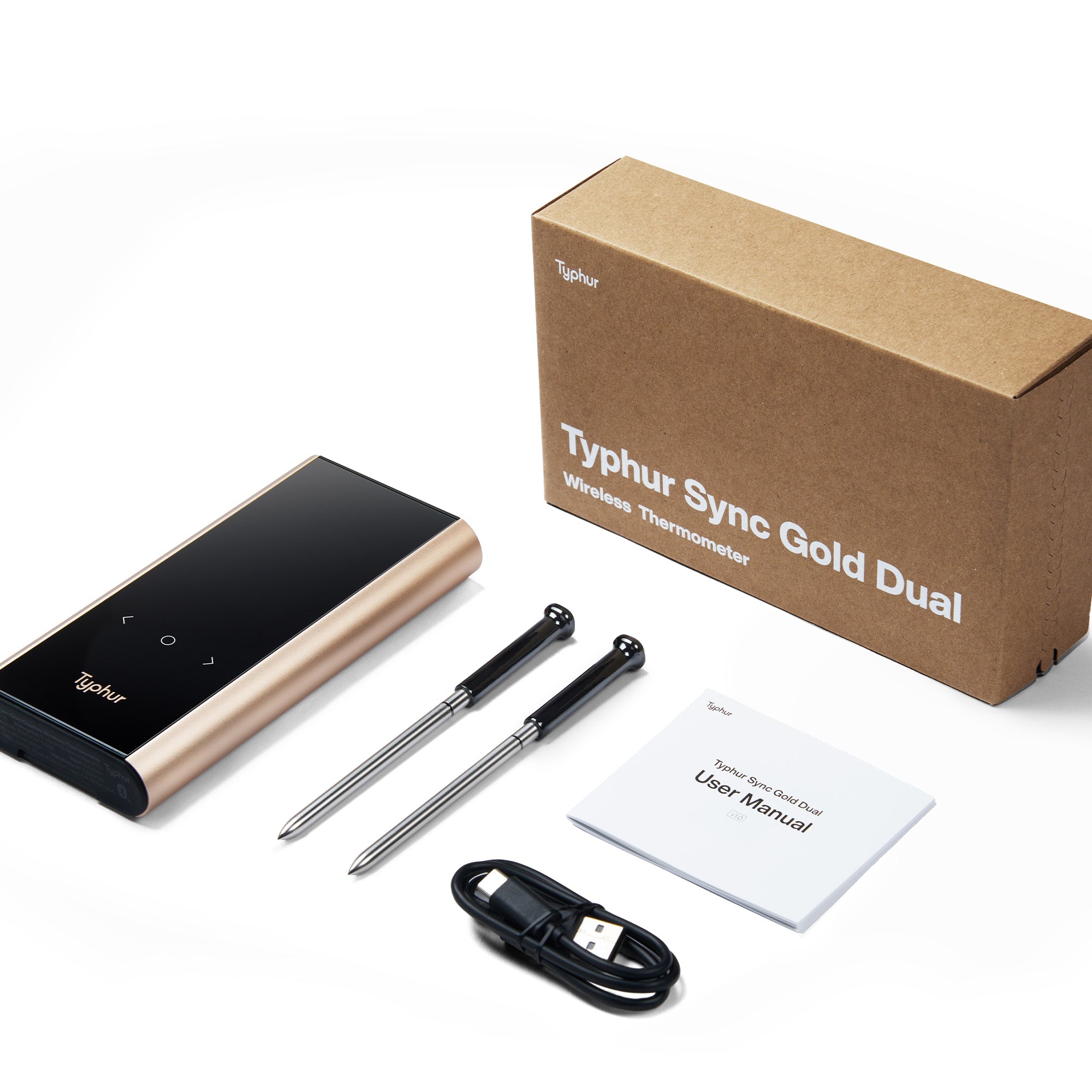 Typhur Sync Gold Dual Wireless Thermometer with 2 Probes