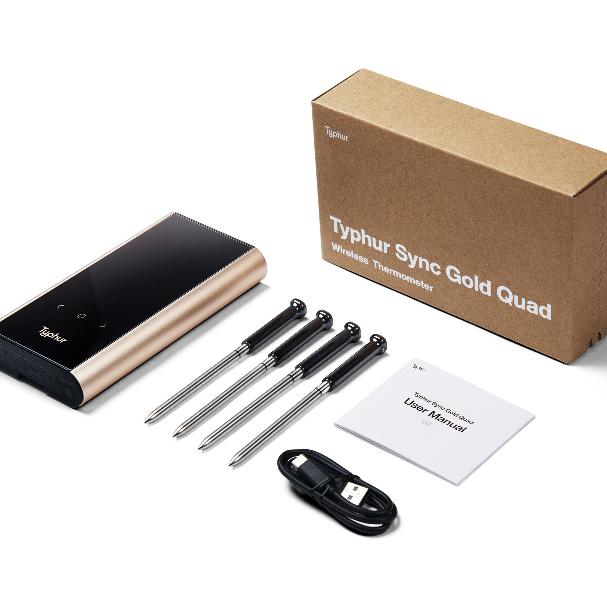 Typhur Sync Gold Quad Wireless Thermometer with 4 Probes