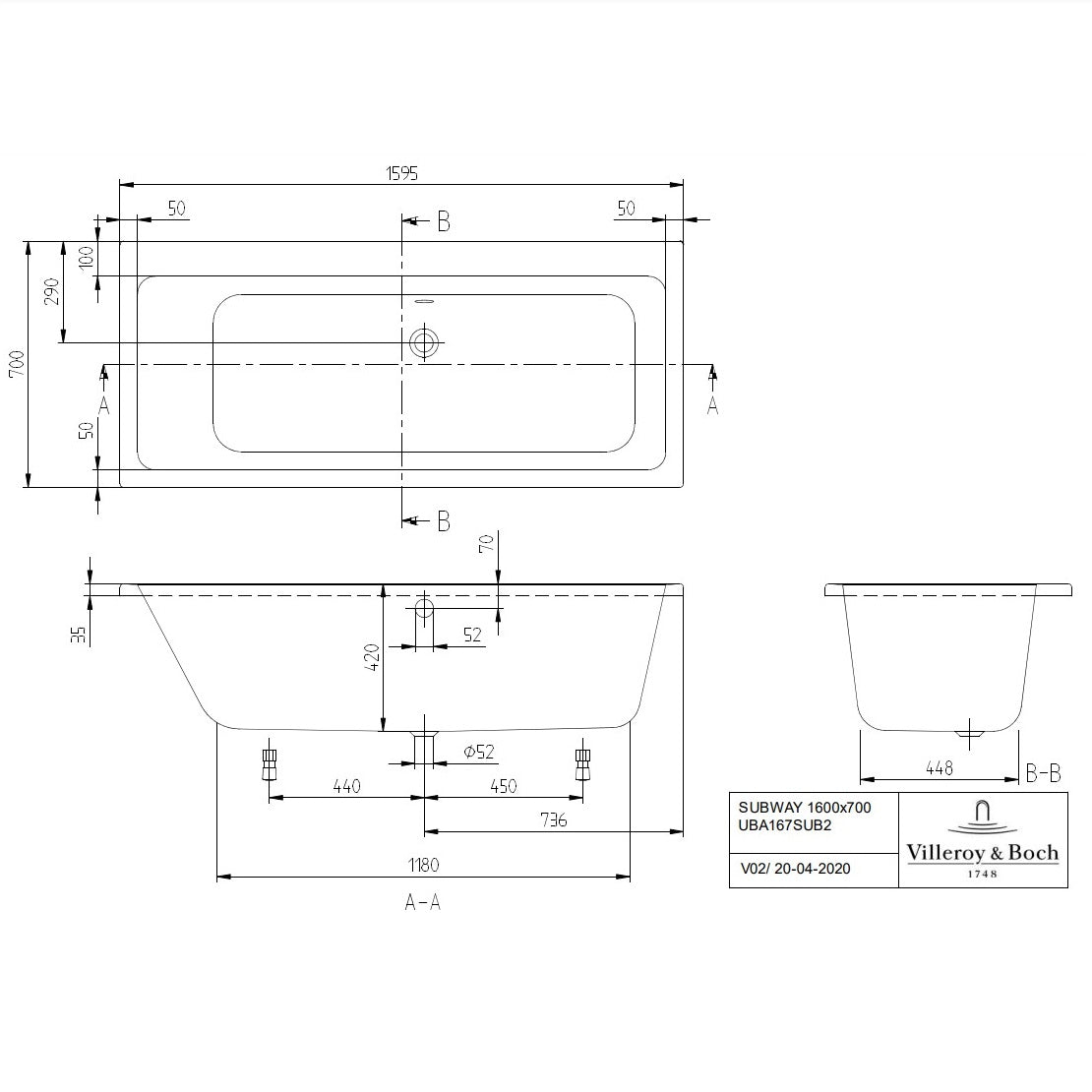 Villeroy & Boch Subway Duo Bath - Available In Various Sizes