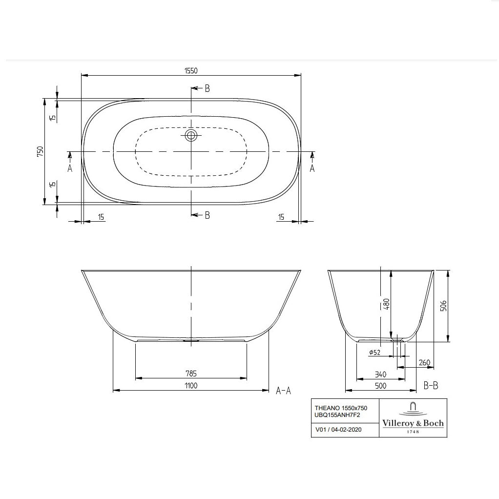 Villeroy & Boch Theano Freestanding Bath - Available in 2 Sizes