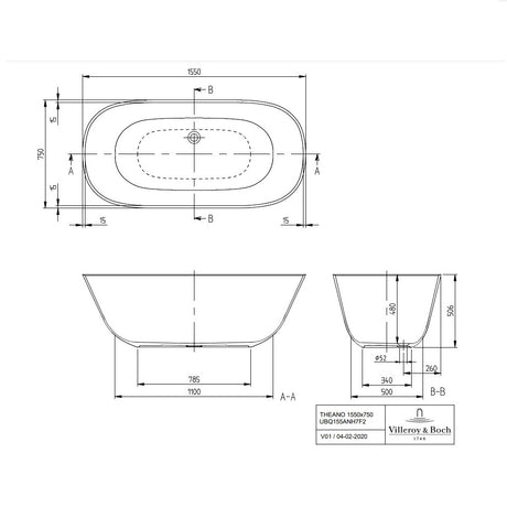 Villeroy & Boch Theano Freestanding Bath - Available in 2 Sizes