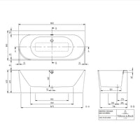 Villeroy & Boch Oberon 2.0 Back-To-Wall Quaryl Rectangular Duo Bath - 1800 x 800 mm