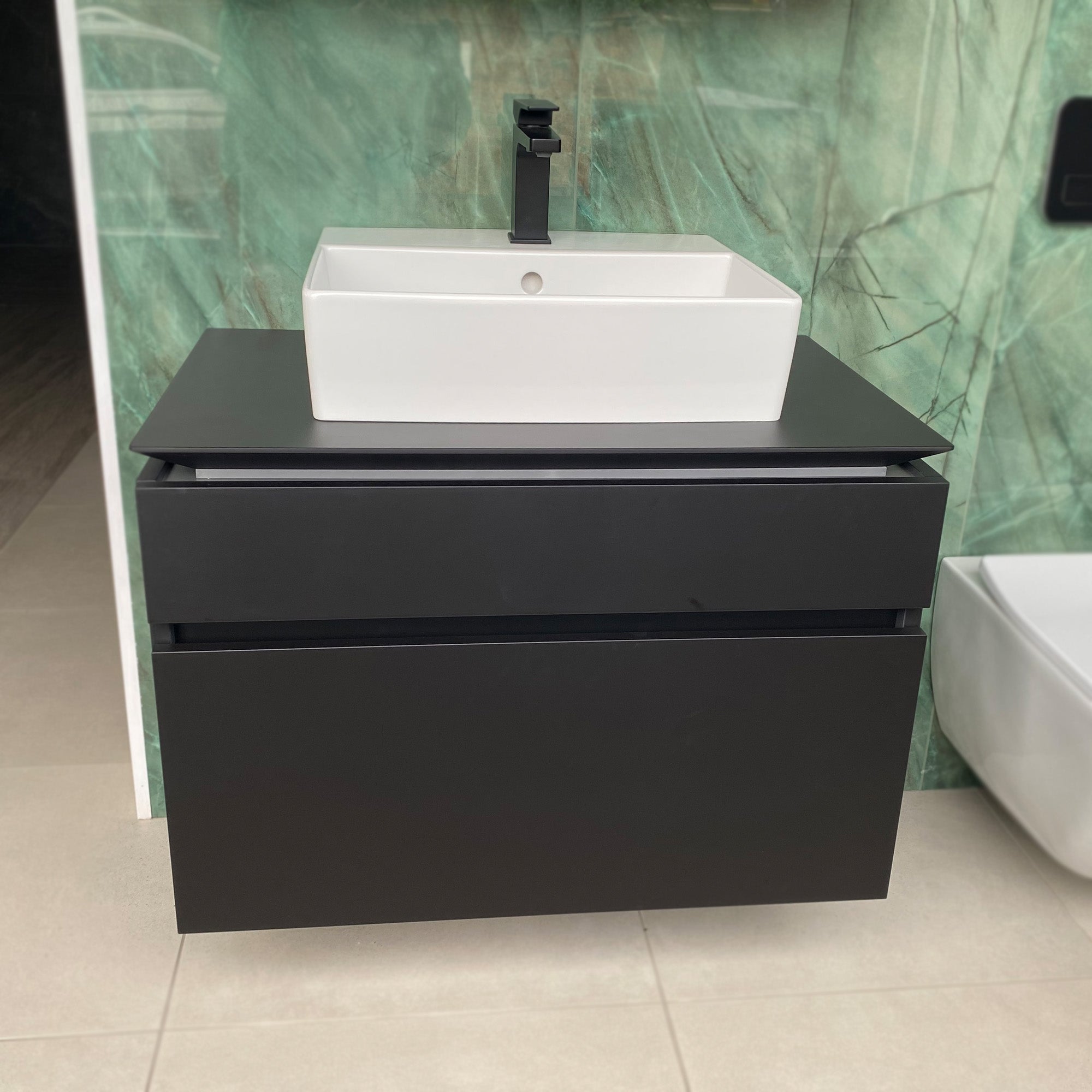 Villeroy & Boch Legato Vanity Unit in Volcano Black with Memento Sit on Basin - Ex Display