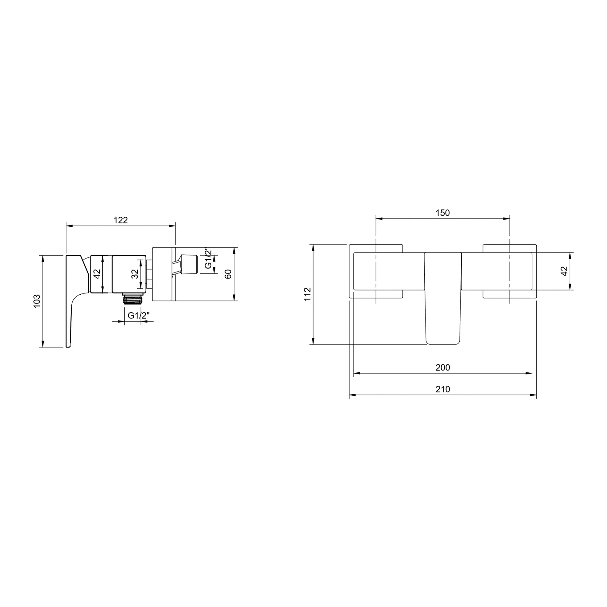 Villeroy & Boch Architectura Square Single-Lever Shower Mixer - Available in Various Colours