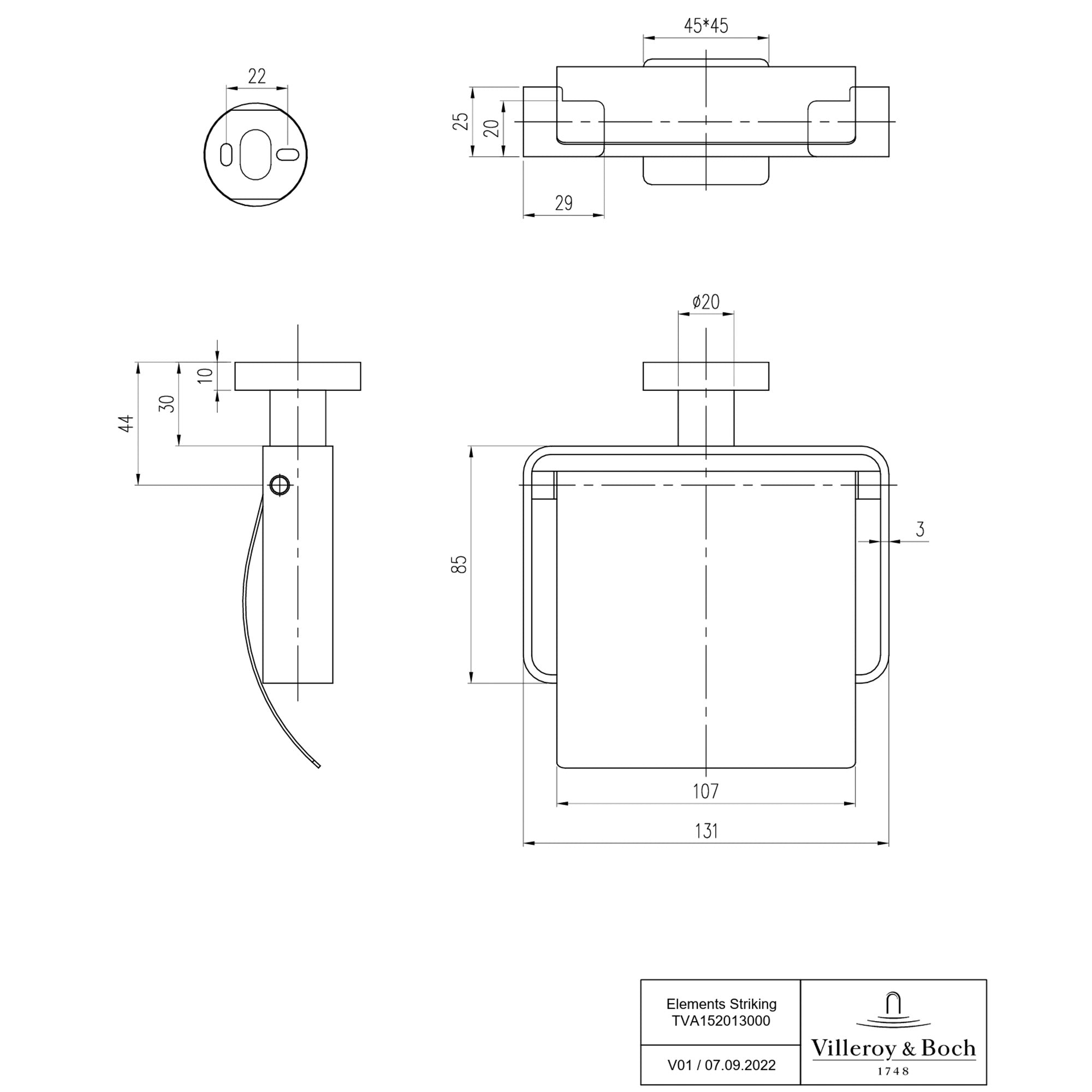 Villeroy & Boch Elements Striking Toilet Roll Holder With Cover - Available in Various Colours