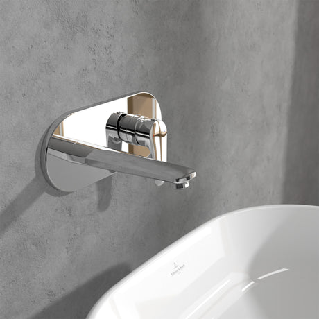 Villeroy & Boch O.novo Start Basin Mixer Single Lever Wall Mounted - Push-Open Slotted Waste
