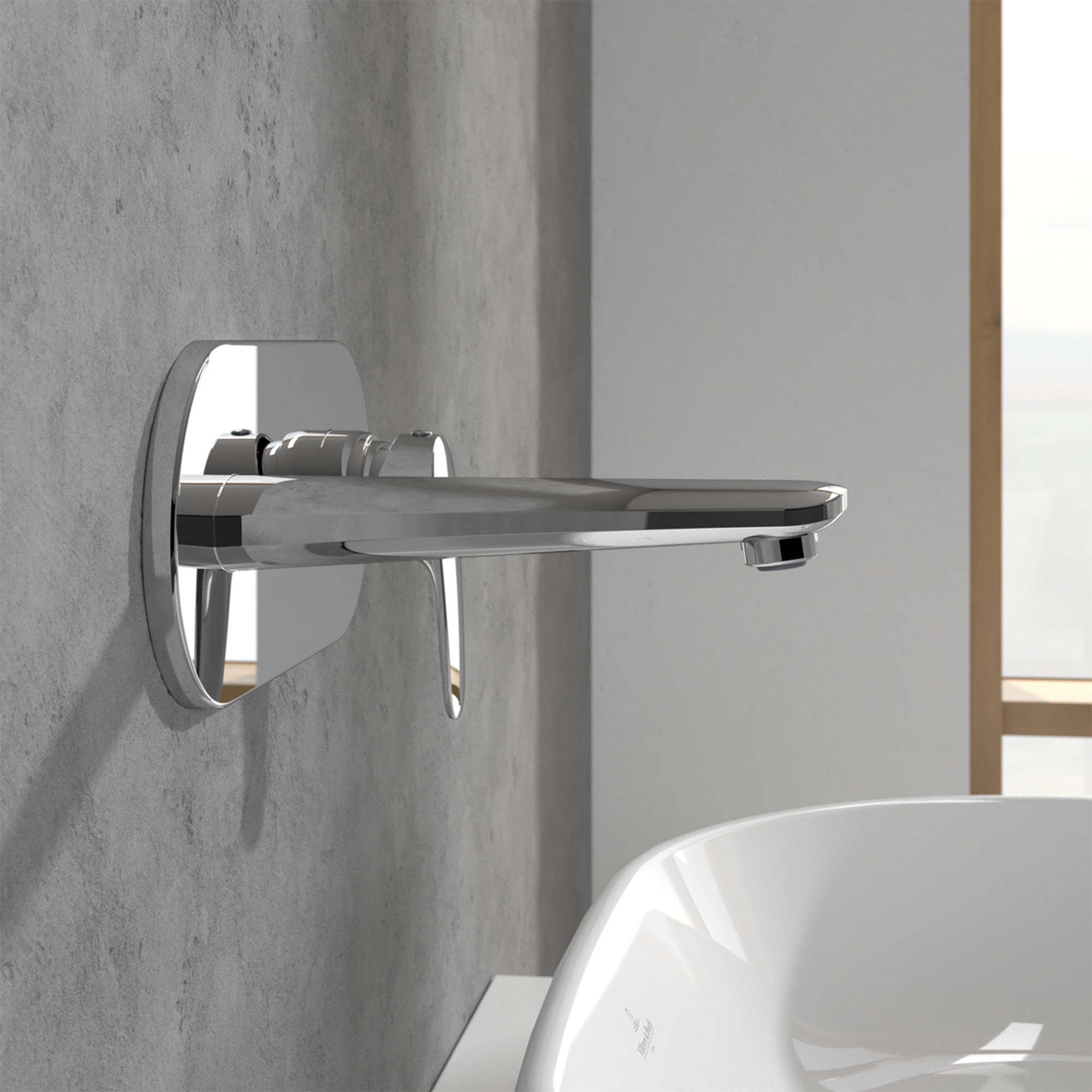 Villeroy & Boch O.novo Start Basin Mixer Single Lever Wall Mounted - Push-Open Slotted Waste
