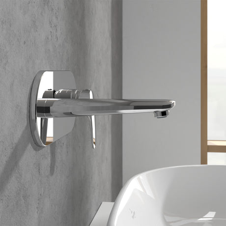 Villeroy & Boch O.novo Start Basin Mixer Single Lever Wall Mounted - Push-Open Slotted Waste
