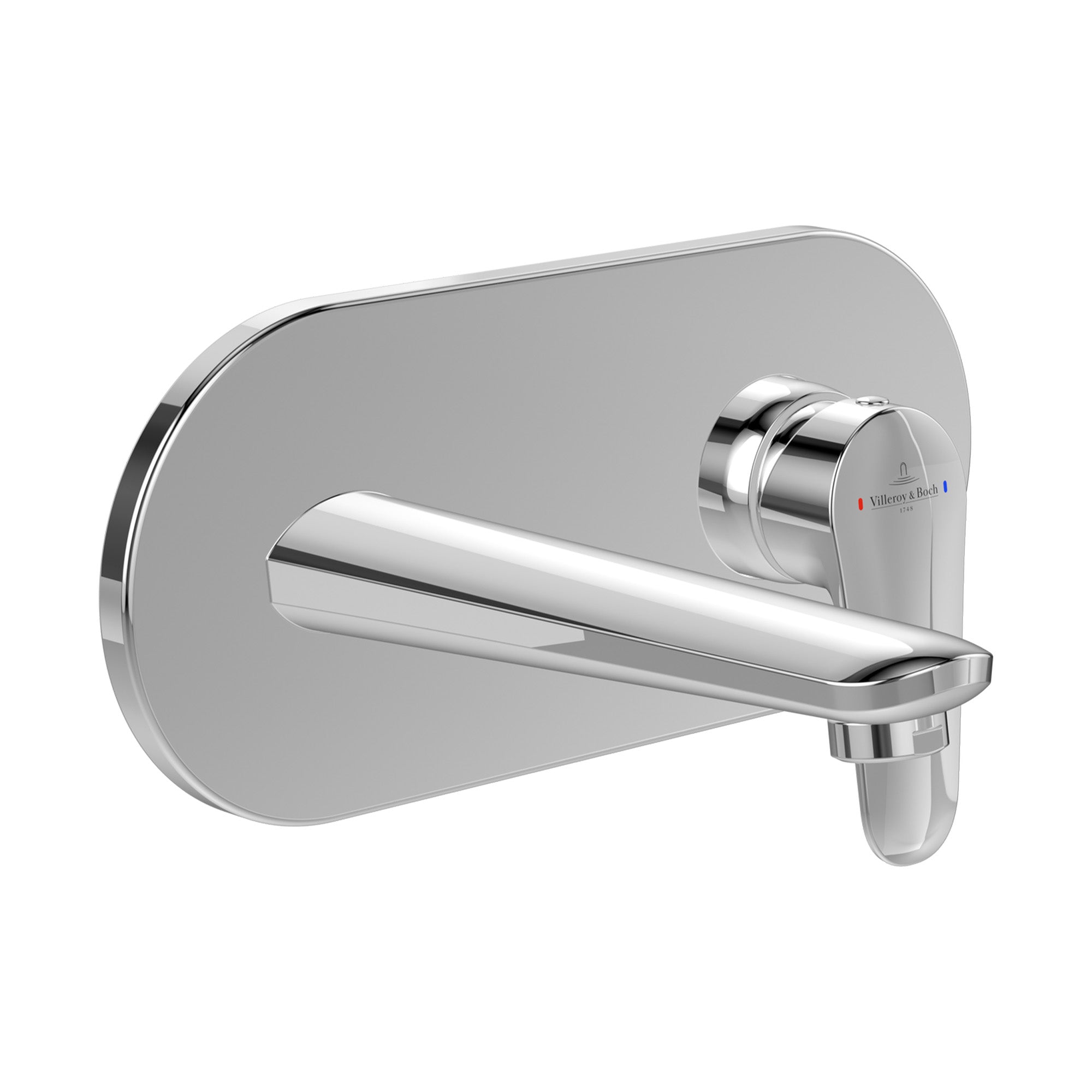 Villeroy & Boch O.novo Start Basin Mixer Single Lever Wall Mounted - Push-Open Slotted Waste