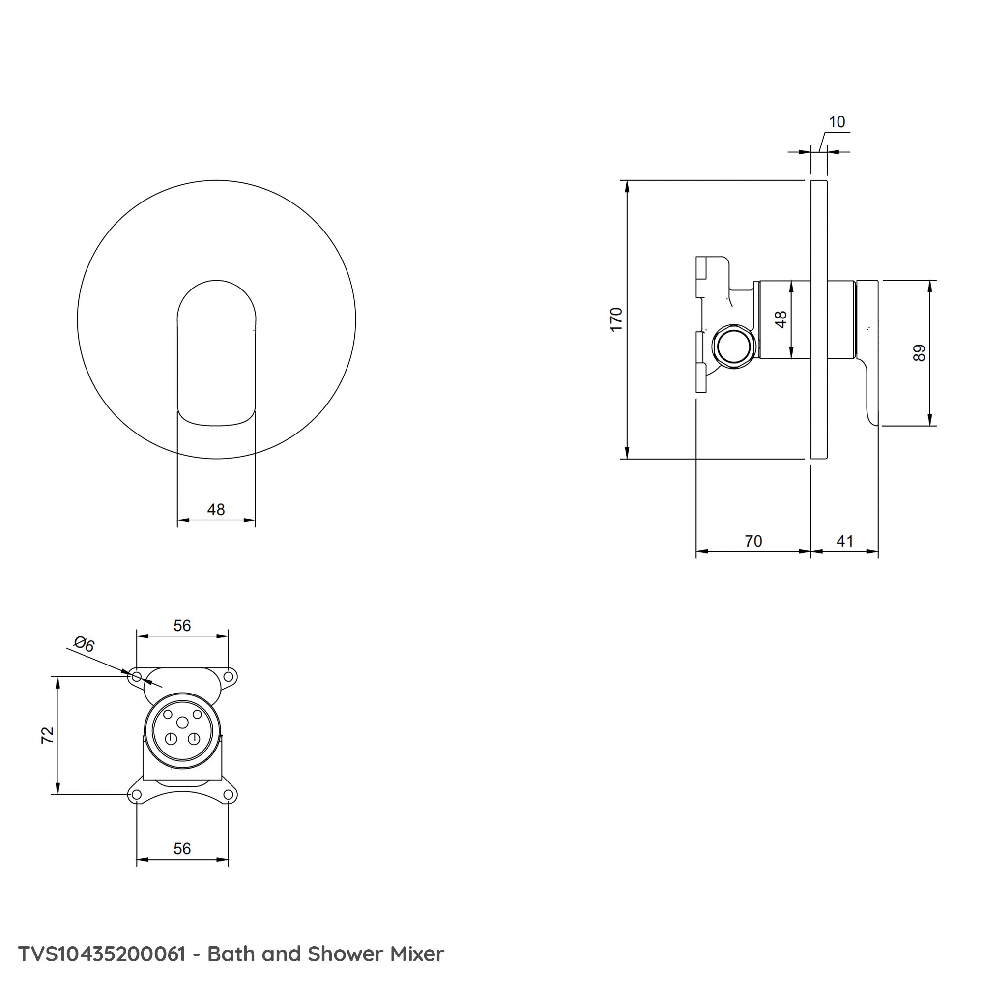 Villeroy & Boch O.novo Bath or Shower Mixer Single Lever - Wall Mounted