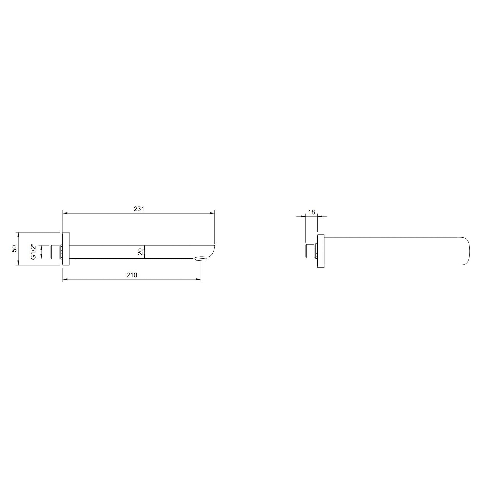 Villeroy & Boch O.novo Bath Spout - Wall Mounted