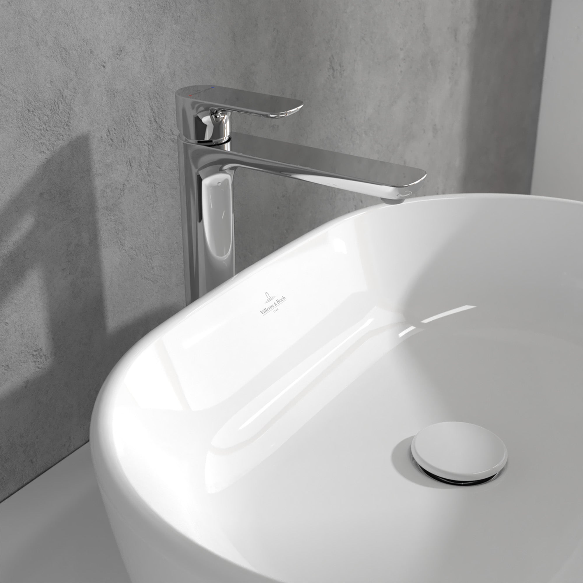 Villeroy & Boch O.novo Tall Basin Mixer Single Lever - With Push Open Waste