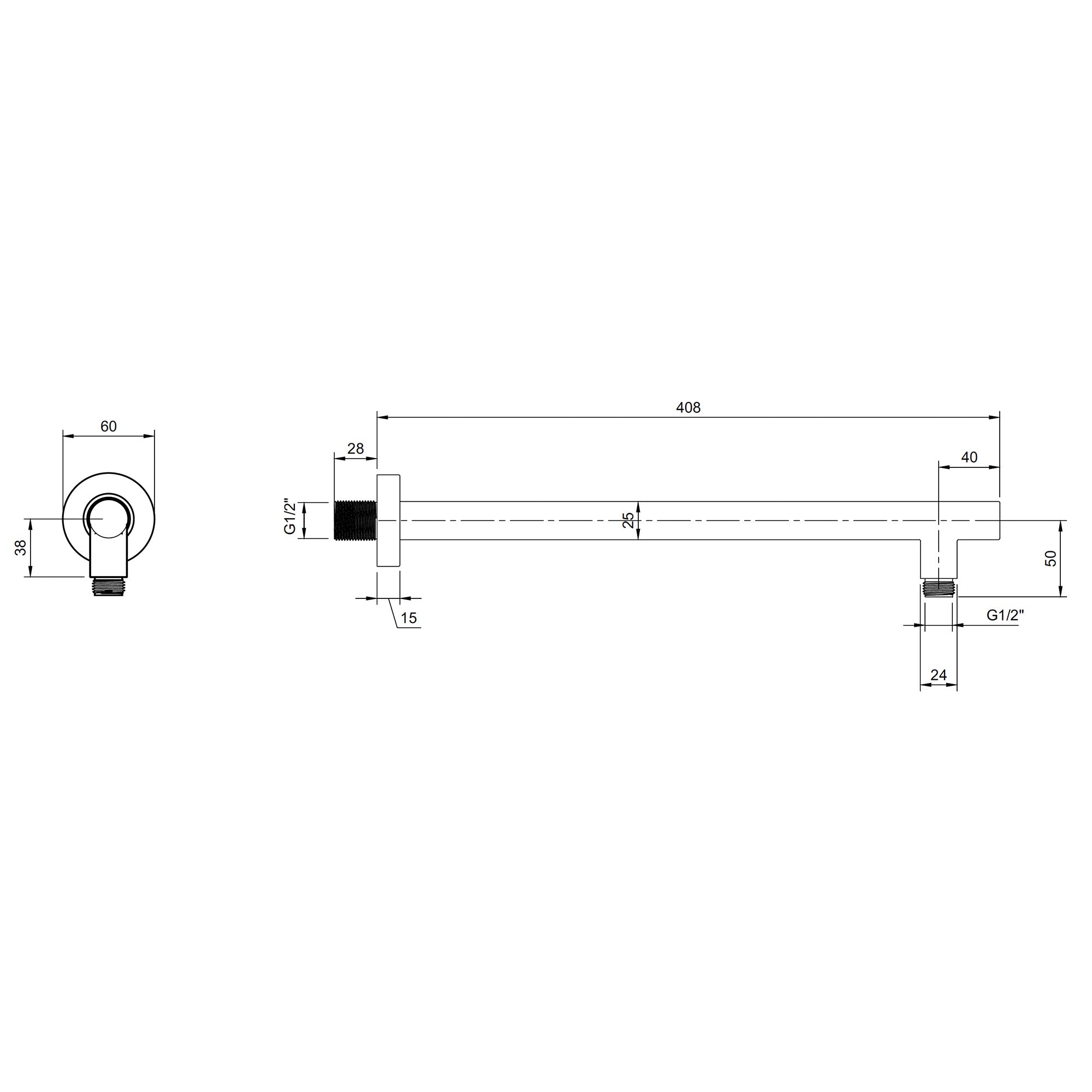 Villeroy & Boch Universal Showers Round Shower Arm Wall Mounted - Available in Various Colours