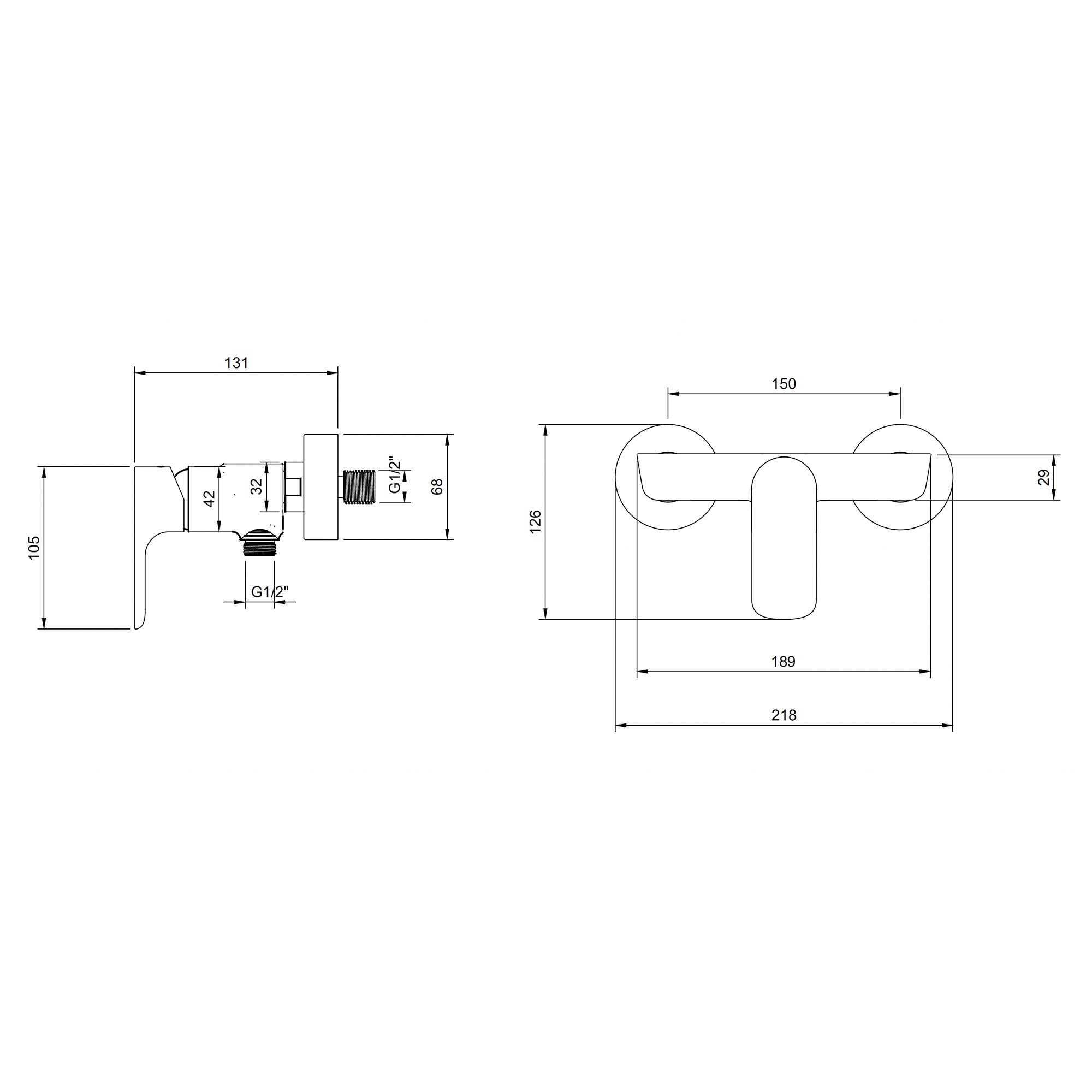 Villeroy & Boch O.novo Shower Mixer Single Lever - Wall Mounted