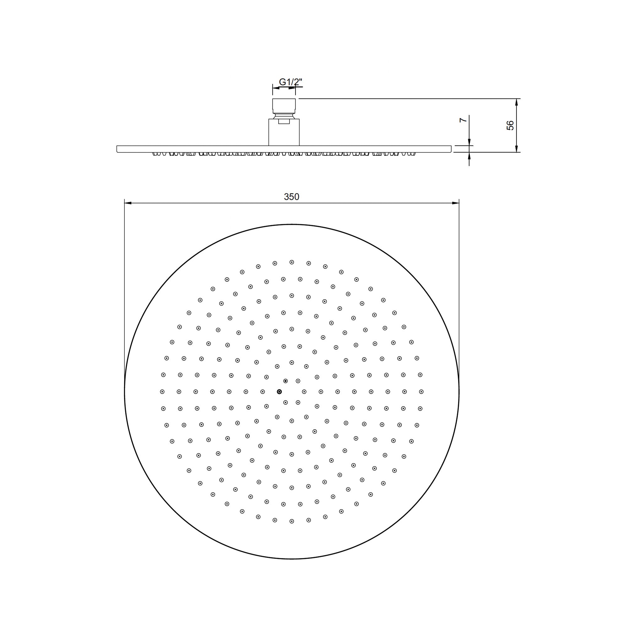 Villeroy & Boch Universal Showers Round Rain Shower Head 350mm Diameter - Available in Various Colours