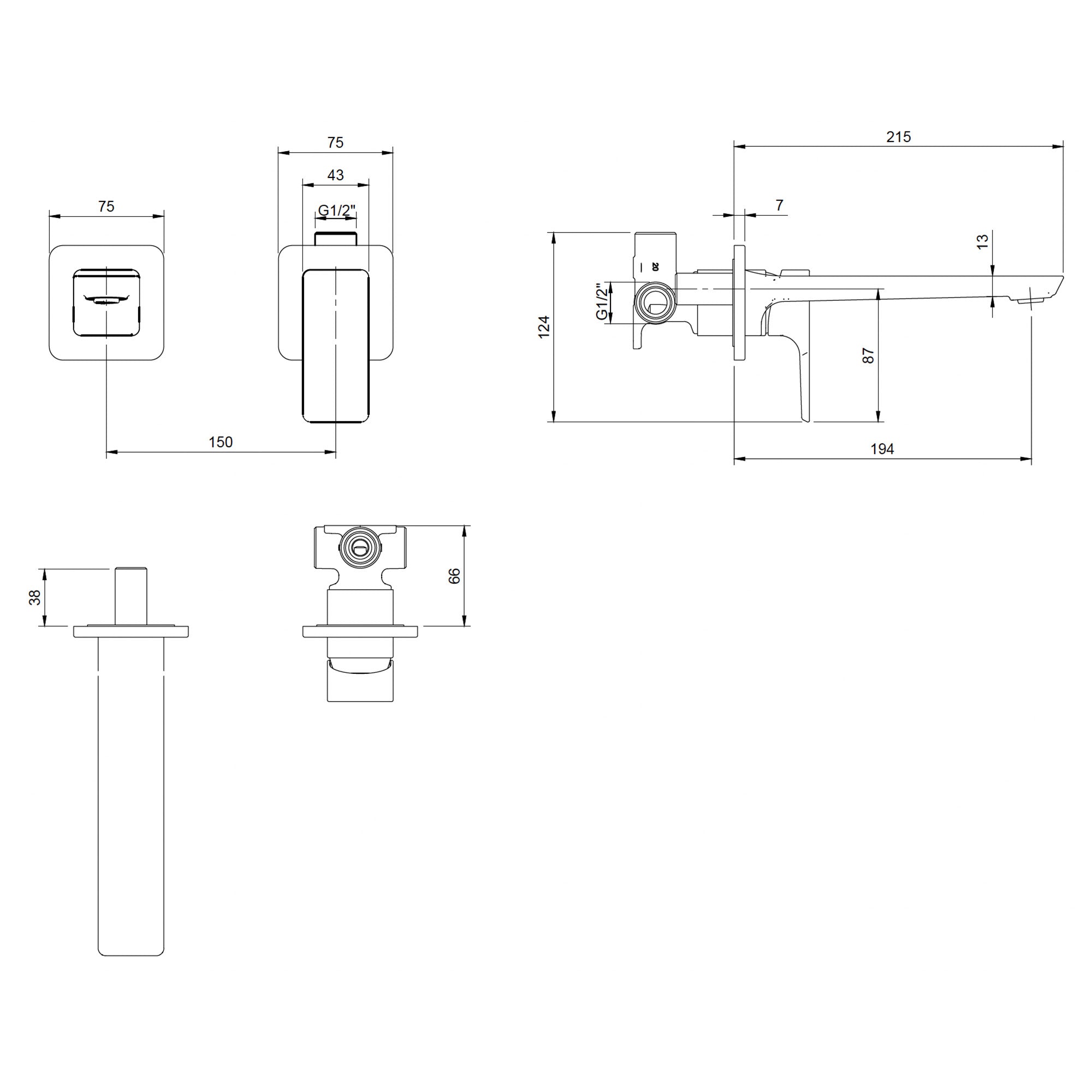 Villeroy & Boch Subway 3.0 Basin Mixer Single Lever Wall Mounted - Available In Various Colours