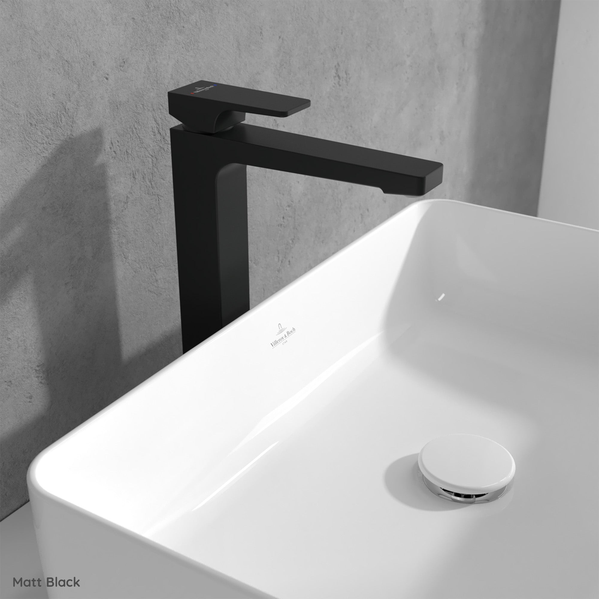 Villeroy & Boch Architectura Square Tall Single Lever Basin Mixer - Available in Various Colours
