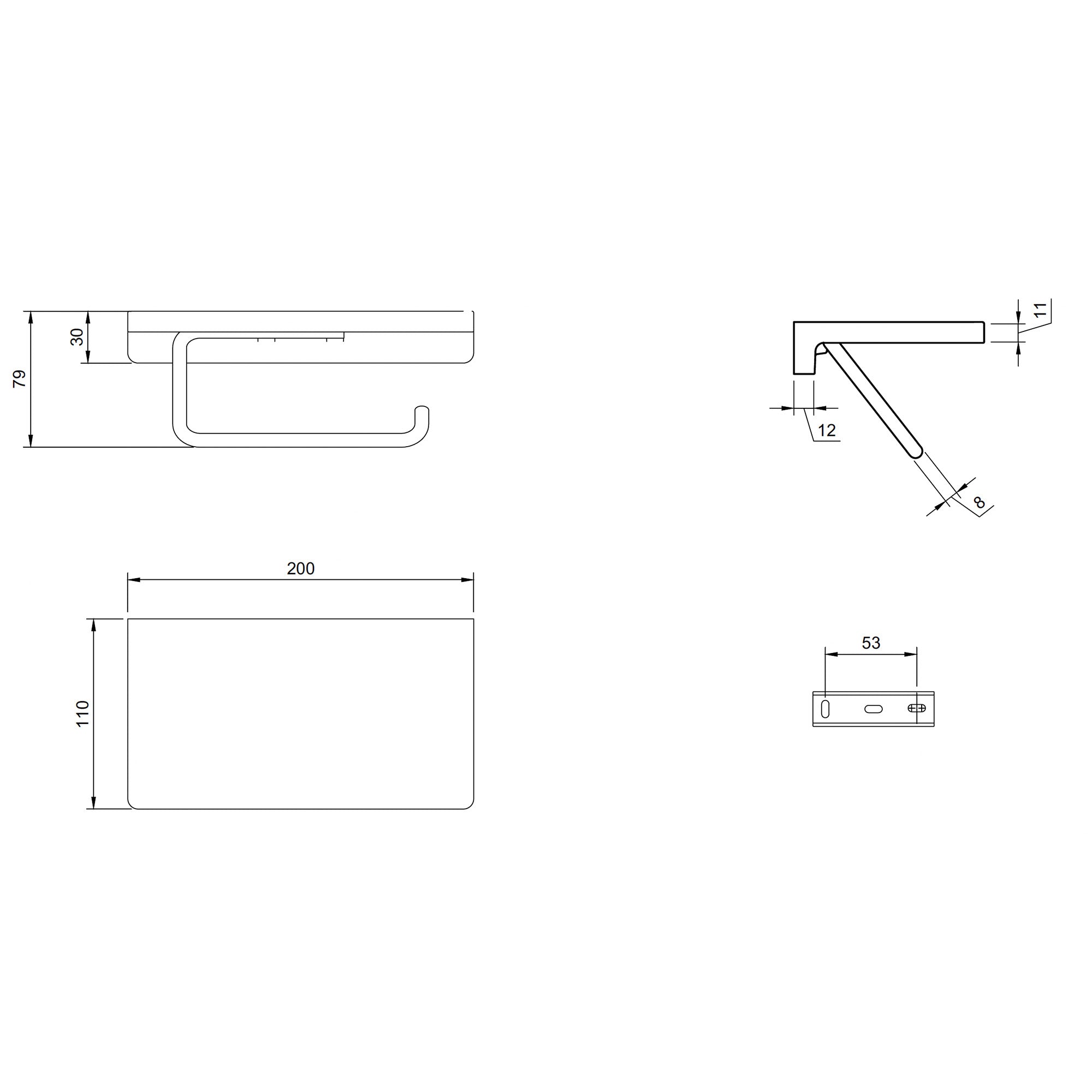 Villeroy & Boch Elements Striking Toilet Roll Holder With Shelf - Available in Various Colours