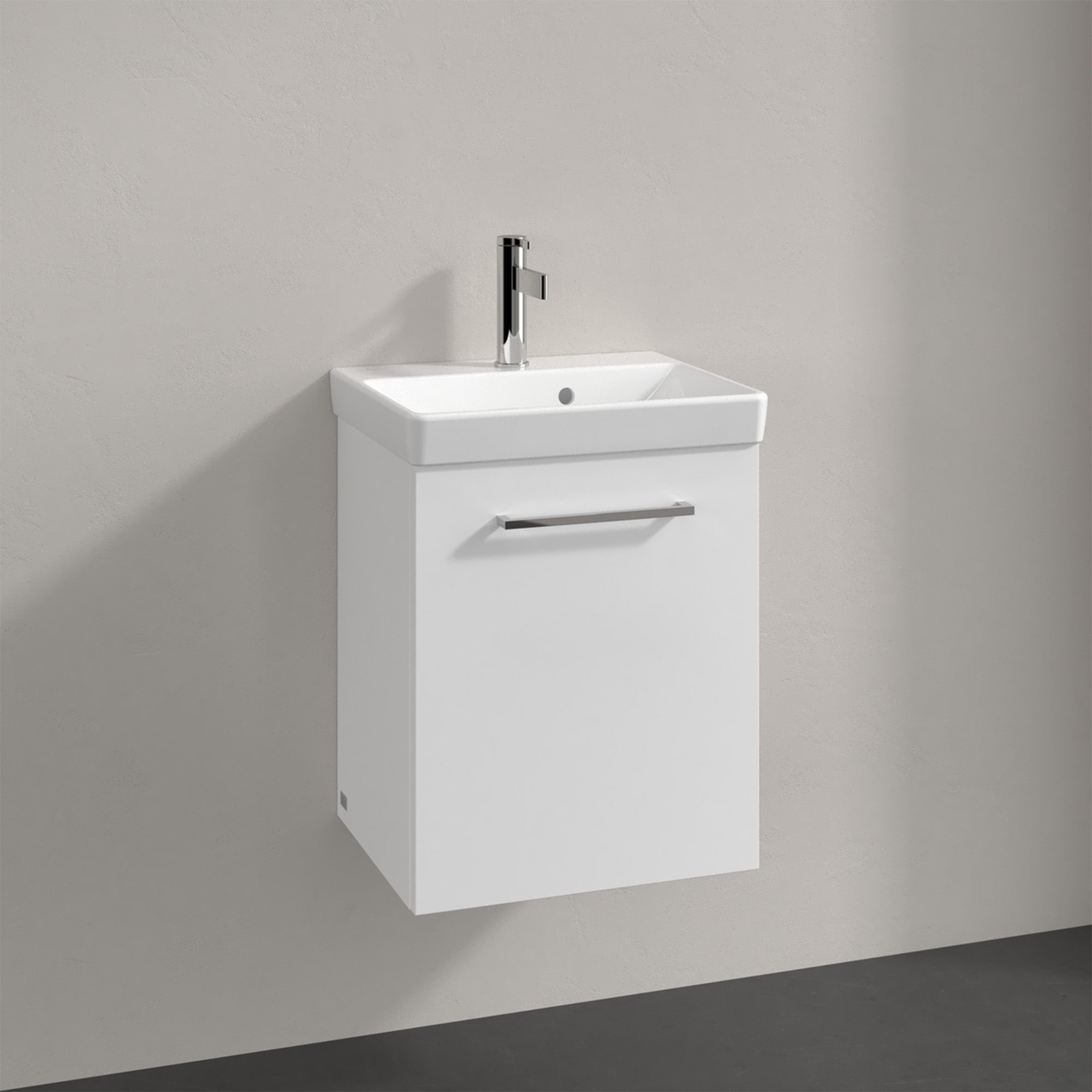 Villeroy & Boch Avento Vanity Unit, 1 Door Left Hand Chrome Handle - 426 x 514 x 384 mm