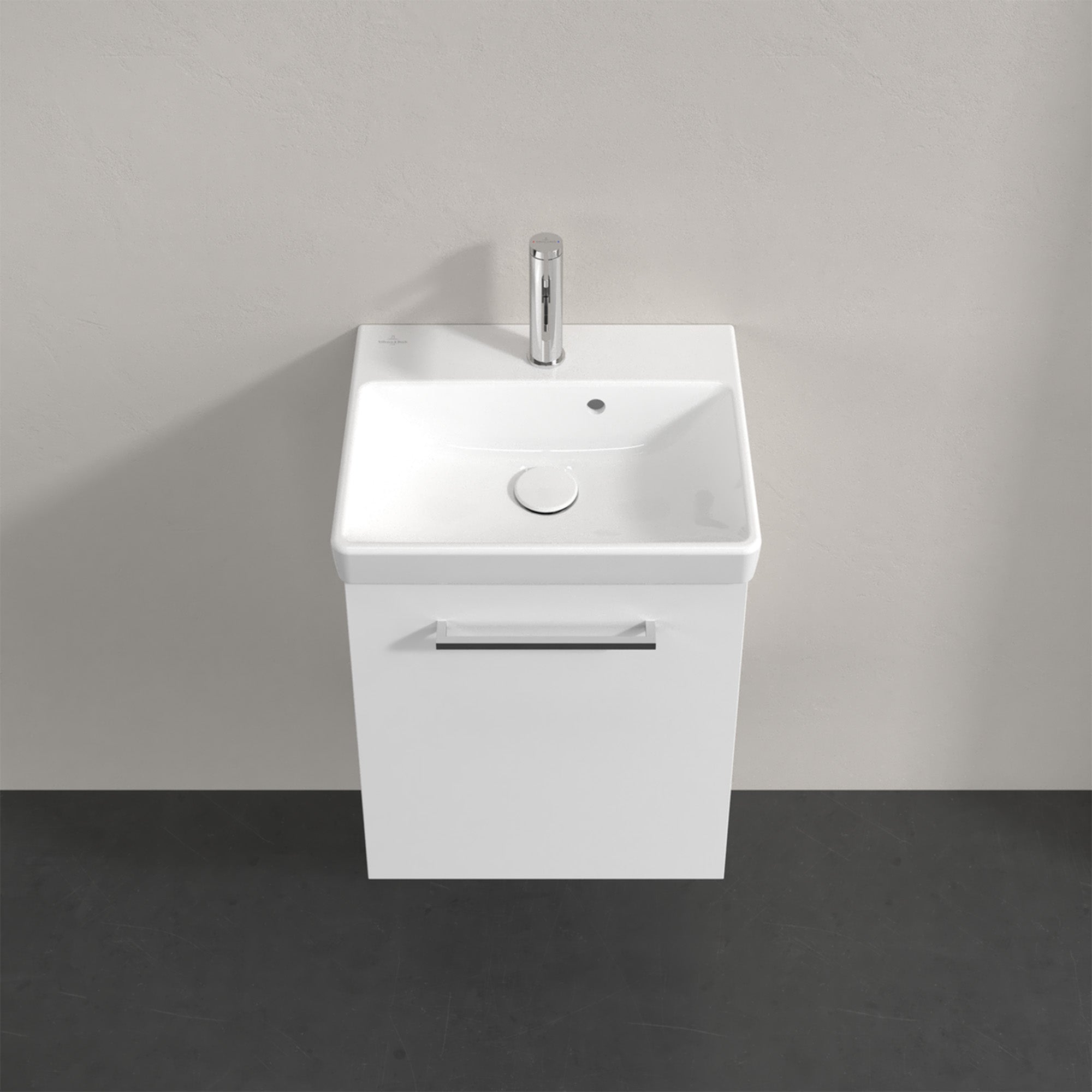 Villeroy & Boch Avento Vanity Unit, 1 Door Left Hand Chrome Handle - 426 x 514 x 384 mm