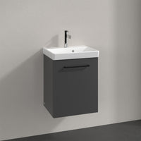 Villeroy & Boch Avento Vanity Unit, 1 Door Right Hand Black Handle - 426 x 514 x 384 mm