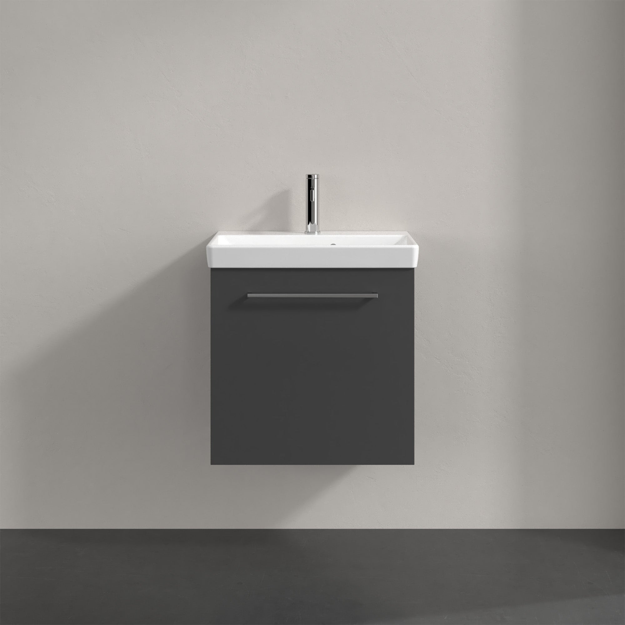 Villeroy & Boch Avento Vanity Unit, 1 Door Left Hand Chrome Handle - 526 x 514 x 384 mm