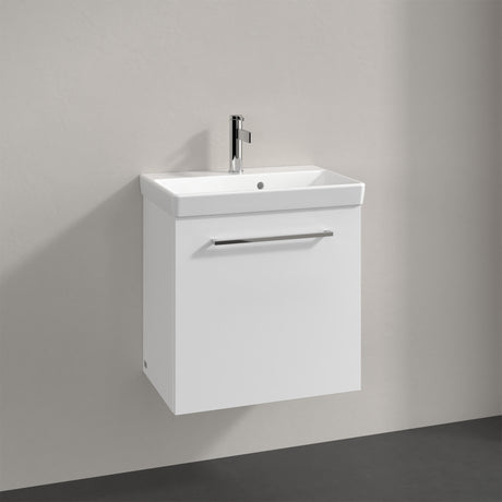 Villeroy & Boch Avento Vanity Unit, 1 Door Left Hand Chrome Handle - 526 x 514 x 384 mm