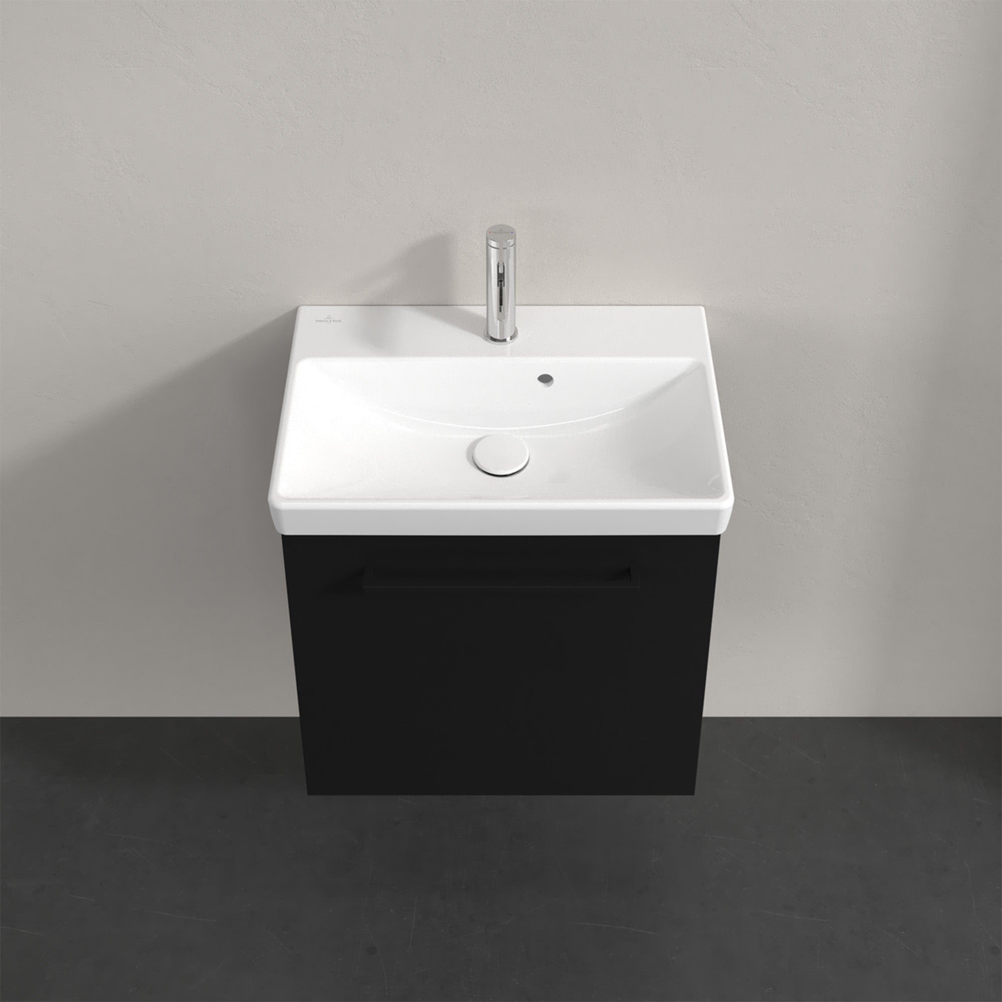 Villeroy & Boch Avento Vanity Unit, 1 Door Left Hand Black Handle - 526 x 514 x 384 mm