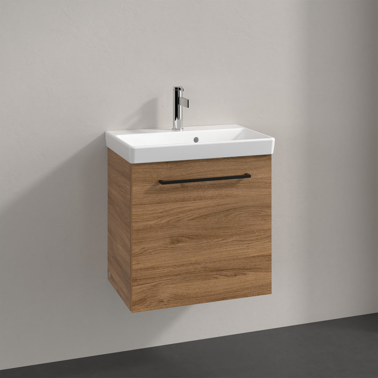 Villeroy & Boch Avento Vanity Unit, 1 Door Left Hand Black Handle - 526 x 514 x 384 mm