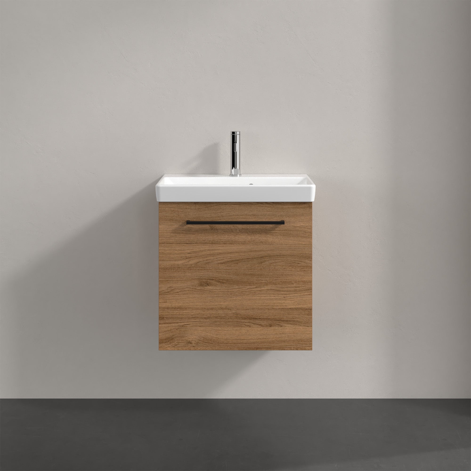 Villeroy & Boch Avento Vanity Unit, 1 Door Left Hand Black Handle - 526 x 514 x 384 mm
