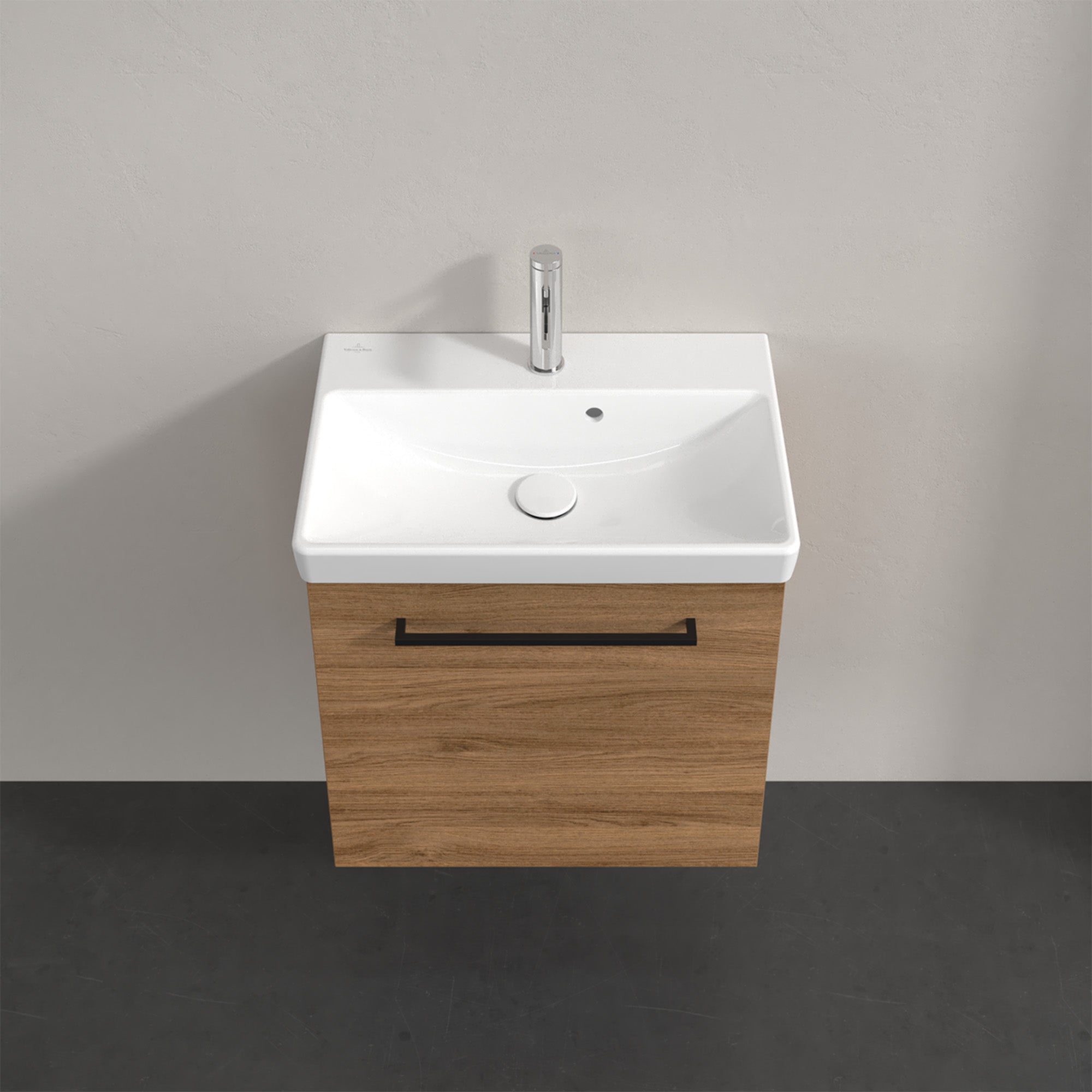 Villeroy & Boch Avento Vanity Unit, 1 Door Left Hand Black Handle - 526 x 514 x 384 mm