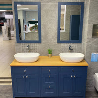 Vanity Hall Bathroom Furniture in Sapphire Blue including Mirrors, Basins, Tall Basin Mixers and Wastes - Ex Display