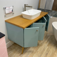 Vanity Hall Bathroom Furniture in Aqua including Mirror, Basin and Waste - Ex Display