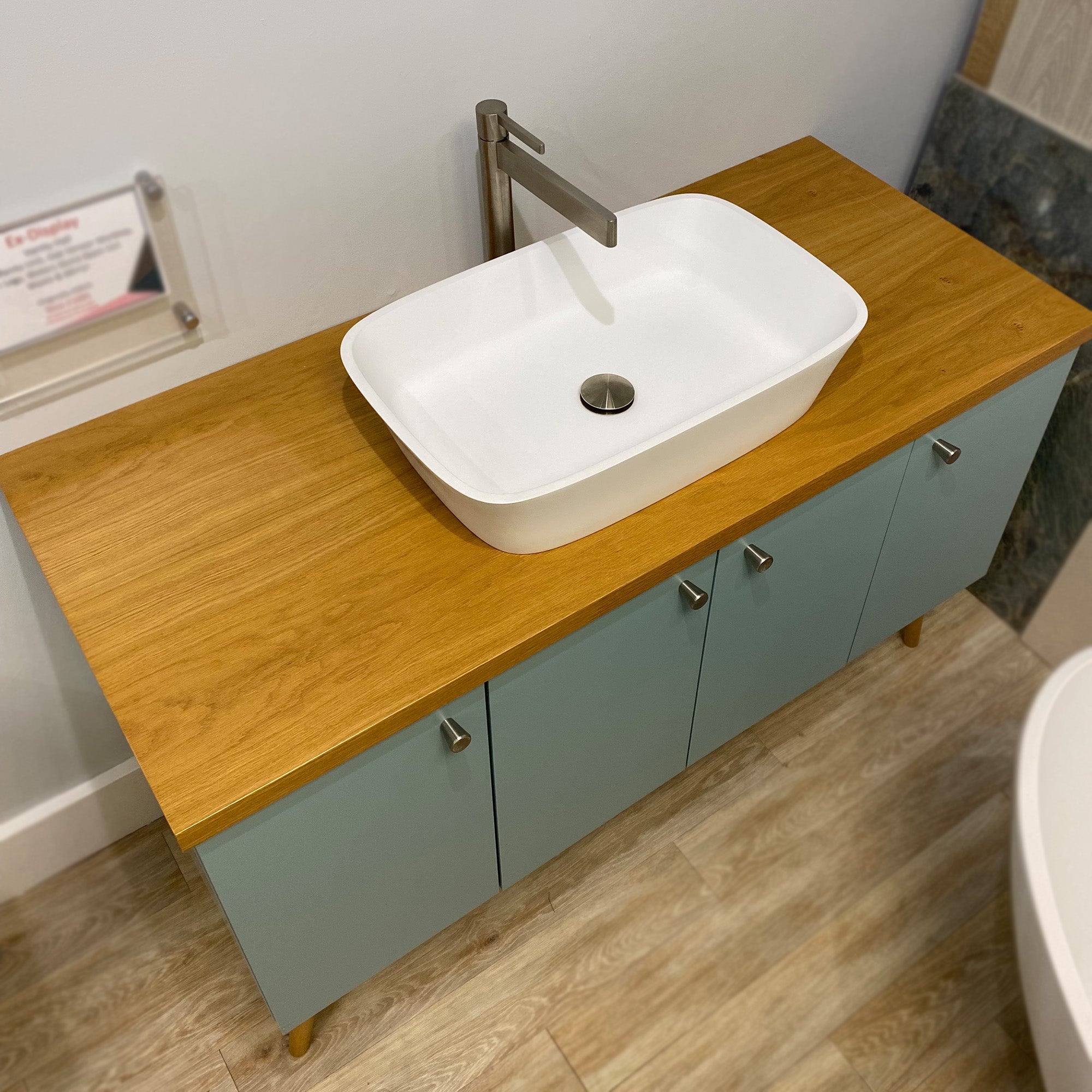 Vanity Hall Bathroom Furniture in Aqua including Mirror, Basin and Waste - Ex Display