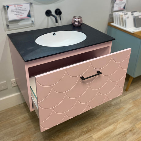 Vanity Hall Bathroom Vanity Unit in Pink including Corian Worktop and Basin - Ex Display