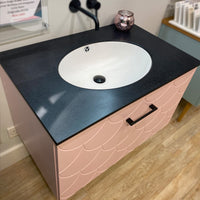 Vanity Hall Bathroom Vanity Unit in Pink including Corian Worktop and Basin - Ex Display