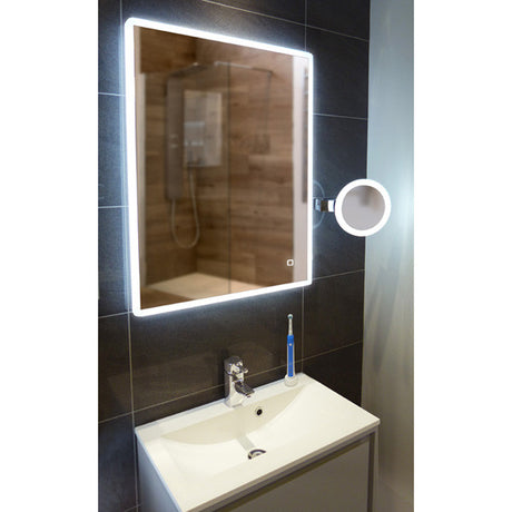 HIB Vega Portrait LED Illuminated Mirror With Heated Pad & Charging Socket